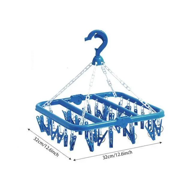 Alt view image 2 of 4 - Clip and Drip Hanger Clothes Hanger Drying Rack 32 Clips (Blue)