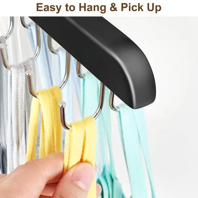 Alt view image 4 of 6 - 2 Pack Bra Hanger, Capacity Foldable Tank Top Hanger with 40 Hooks, Bra Hangers for Closet Organizer, Premium Wooden Space Saving Hangers Closet Organizers and Storage for Dorm & Apartment