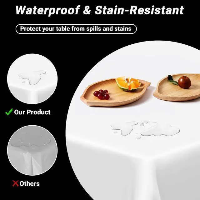 Alt view image 3 of 7 - 4 Packs White Plastic Tablecloth, Large Sturdy Disposable Table Covers