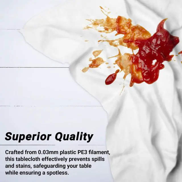 Alt view image 4 of 7 - 4 Packs White Plastic Tablecloth, Large Sturdy Disposable Table Covers
