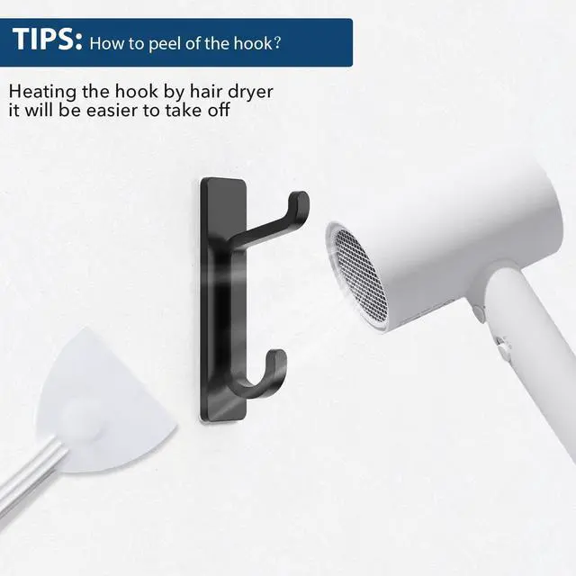 Alt view image 7 of 7 - Wall Hooks for Coat and Towel: 13LB Strong Adhesive Door Hanger Stick on, Black 4 Pack