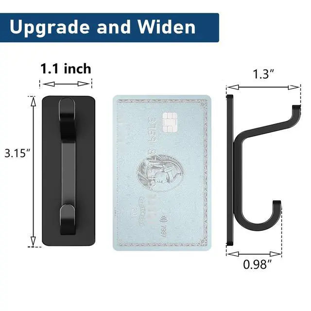 Alt view image 4 of 7 - Wall Hooks for Coat and Towel: 13LB Strong Adhesive Door Hanger Stick on, Black 4 Pack