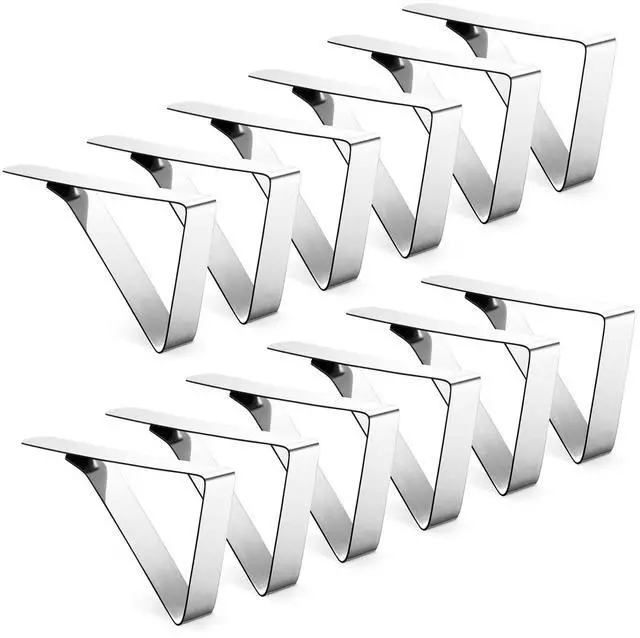 Main image of 12 Pack Tablecloth Clips - Heavy Duty Picnic Table Clips, Stainless Steel Table Cloth Cover Clamps, Table Cloth Holders Ideal for Restaurant Picnics Marquees Weddings Graduation Party