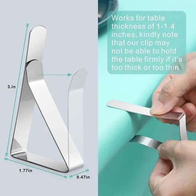 Alt view image 2 of 7 - 12 Pack Tablecloth Clips - Heavy Duty Picnic Table Clips, Stainless Steel Table Cloth Cover Clamps, Table Cloth Holders Ideal for Restaurant Picnics Marquees Weddings Graduation Party