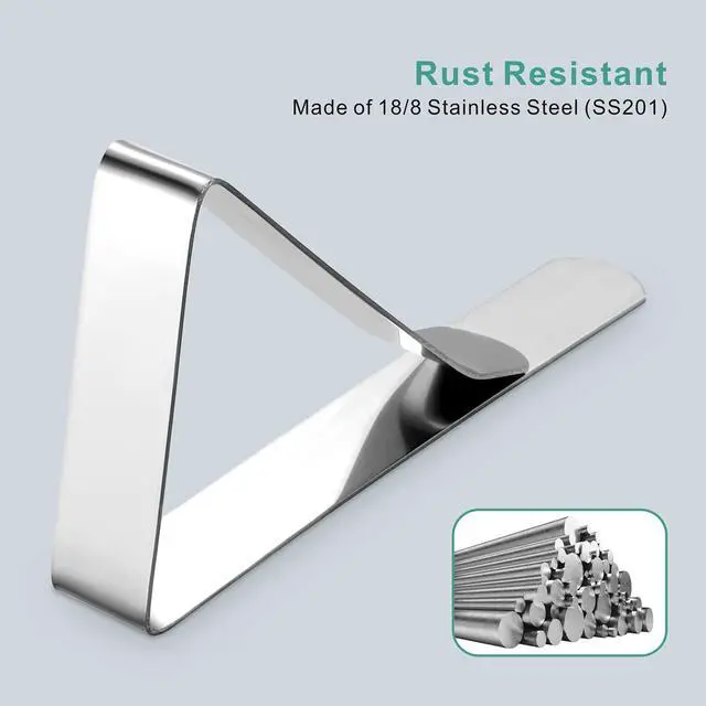 Alt view image 3 of 7 - 12 Pack Tablecloth Clips - Heavy Duty Picnic Table Clips, Stainless Steel Table Cloth Cover Clamps, Table Cloth Holders Ideal for Restaurant Picnics Marquees Weddings Graduation Party