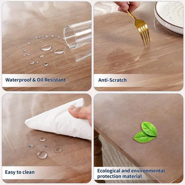 Alt view image 5 of 6 - 14 x 24 Inch Clear Table Cover Protector, 2mm Thick Clear Desk Mat, Plastic Table Cover, Vinyl Table Protector, Desk Mats on Top of Desks