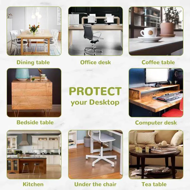 Alt view image 6 of 6 - 14 x 24 Inch Clear Table Cover Protector, 2mm Thick Clear Desk Mat, Plastic Table Cover, Vinyl Table Protector, Desk Mats on Top of Desks