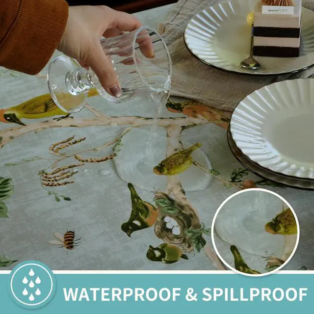 Alt view image 2 of 7 - Rectangle Table Cloth,100% Waterproof Tablecloth Oil Proof Spill Proof Vinyl Table Cloth, Wipe Clean Plastic Table Cover for Dining, Camping, Indoor and Outdoor 52" x 70",Magpie