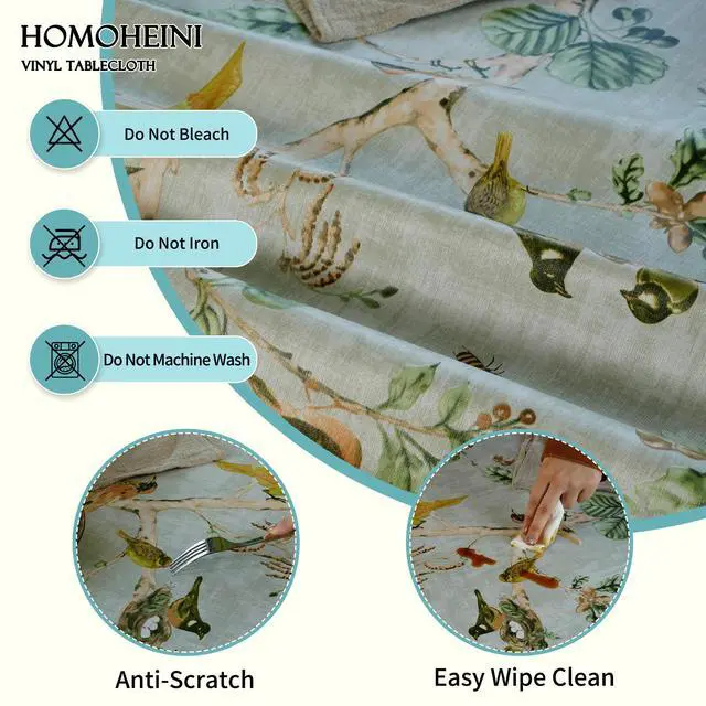 Alt view image 3 of 7 - Rectangle Table Cloth,100% Waterproof Tablecloth Oil Proof Spill Proof Vinyl Table Cloth, Wipe Clean Plastic Table Cover for Dining, Camping, Indoor and Outdoor 52" x 70",Magpie