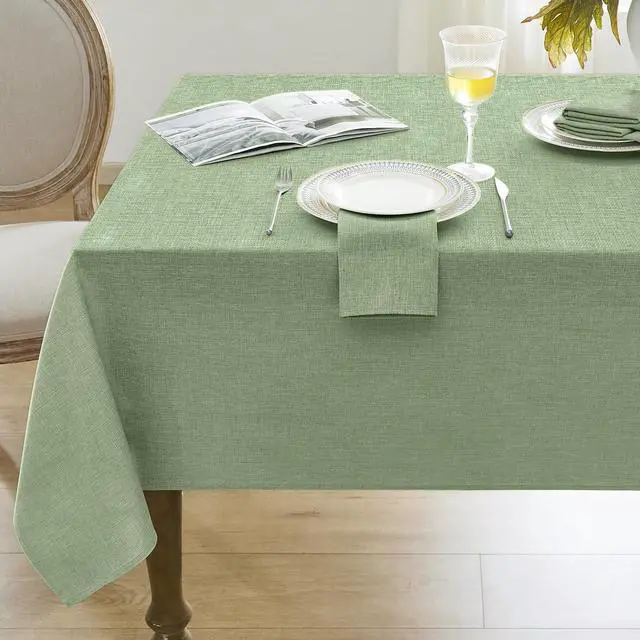 Main image of Sage Green Outdoor Table Cloth Rectangle, Linen Textured Tablecloths Stain and Wrinkle Resistant Decorative Small Dining Table Cover Waterproof for Summer,Party,Birthday,Coffee,70x52 Inch