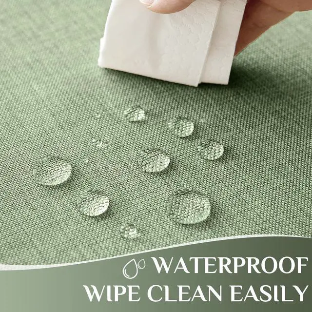 Alt view image 3 of 7 - Sage Green Outdoor Table Cloth Rectangle, Linen Textured Tablecloths Stain and Wrinkle Resistant Decorative Small Dining Table Cover Waterproof for Summer,Party,Birthday,Coffee,70x52 Inch