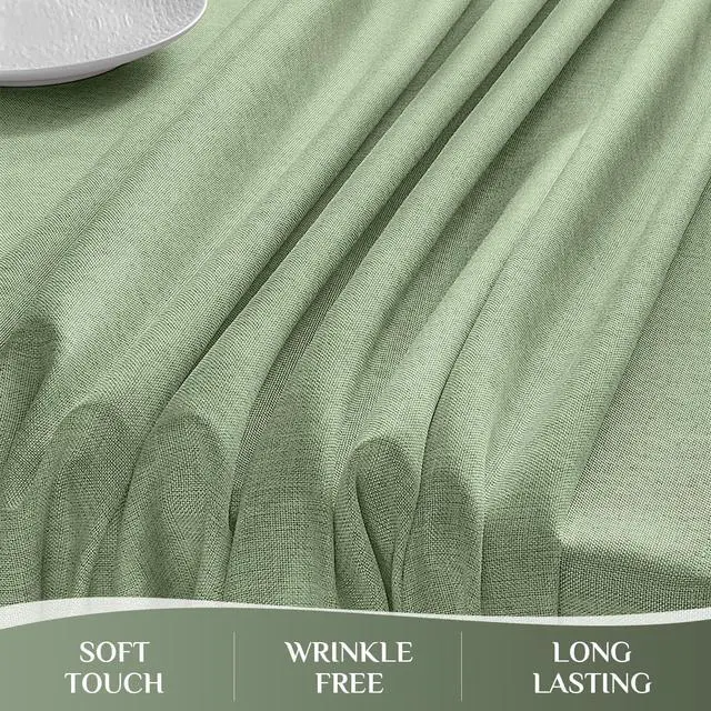 Alt view image 4 of 7 - Sage Green Outdoor Table Cloth Rectangle, Linen Textured Tablecloths Stain and Wrinkle Resistant Decorative Small Dining Table Cover Waterproof for Summer,Party,Birthday,Coffee,70x52 Inch