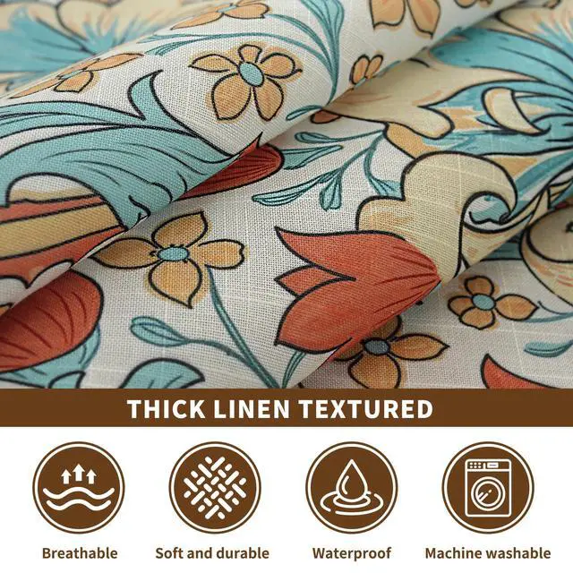 Alt view image 2 of 7 - Rectangle Waterproof Tablecloth Linen Textured Table Cloth,Stain and Wrinkle Resistant Washable Fabric Table Cover for Dining, Party, Camping and Outdoor, 52 x 70 Inch, Vine Bloom