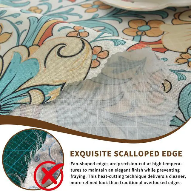 Alt view image 5 of 7 - Rectangle Waterproof Tablecloth Linen Textured Table Cloth,Stain and Wrinkle Resistant Washable Fabric Table Cover for Dining, Party, Camping and Outdoor, 52 x 70 Inch, Vine Bloom