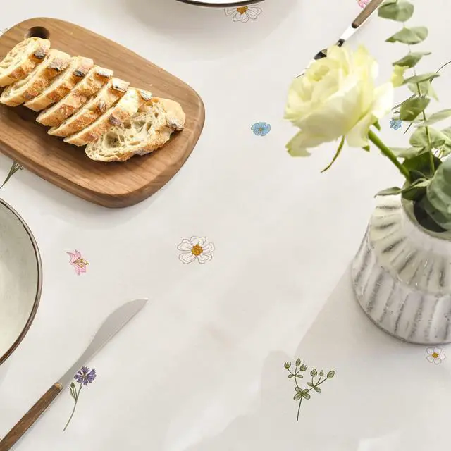 Alt view image 5 of 6 - Spring Summer Tablecloth 60x84 Inch Rectangular, Wild Flowers Floral Table Cover for Party Picnic Dinner Decor