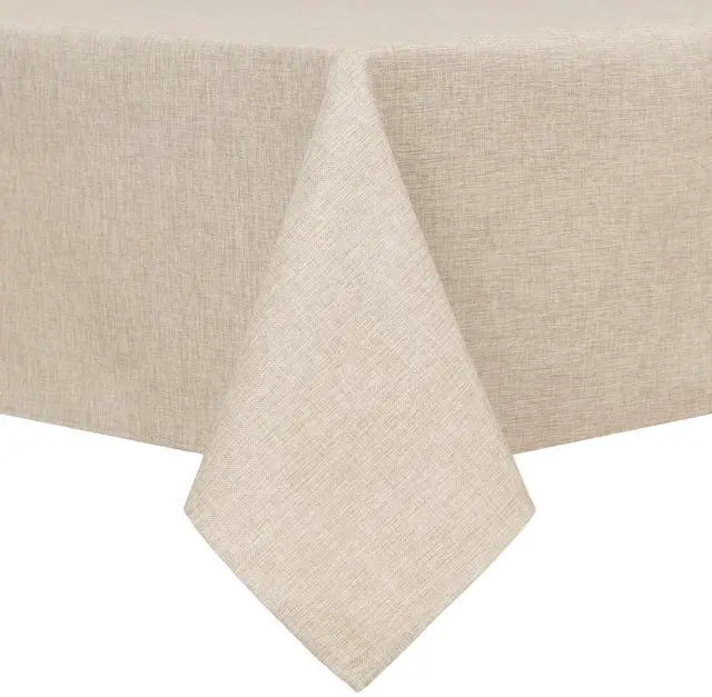Main image of Faux Linen Polyester Rectangle Tablecloth - Wrinkle and Stain Resistant Washable Table Cloth for Kitchen Dining Room Holiday Table Cover for Party Dinner, Beige, 54 x 80 Inch