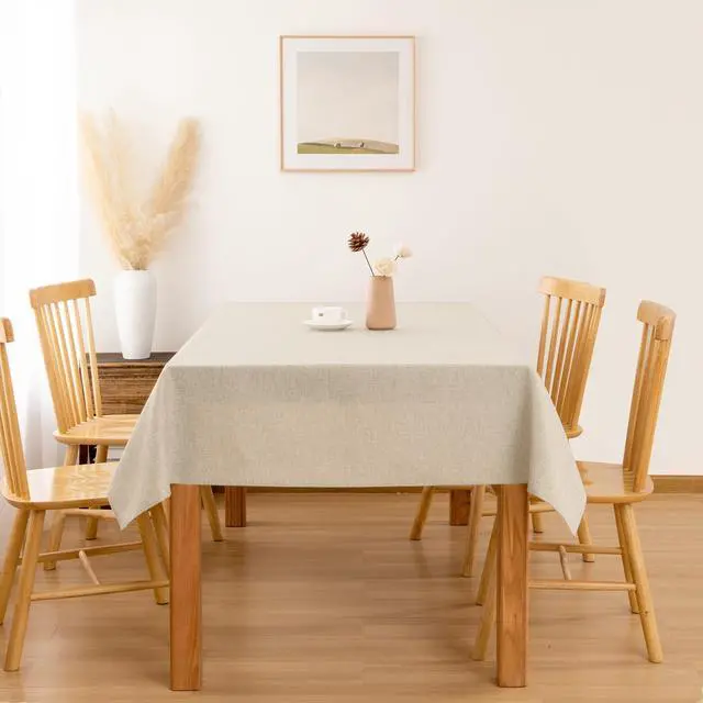 Alt view image 7 of 7 - Faux Linen Polyester Rectangle Tablecloth - Wrinkle and Stain Resistant Washable Table Cloth for Kitchen Dining Room Holiday Table Cover for Party Dinner, Beige, 54 x 80 Inch