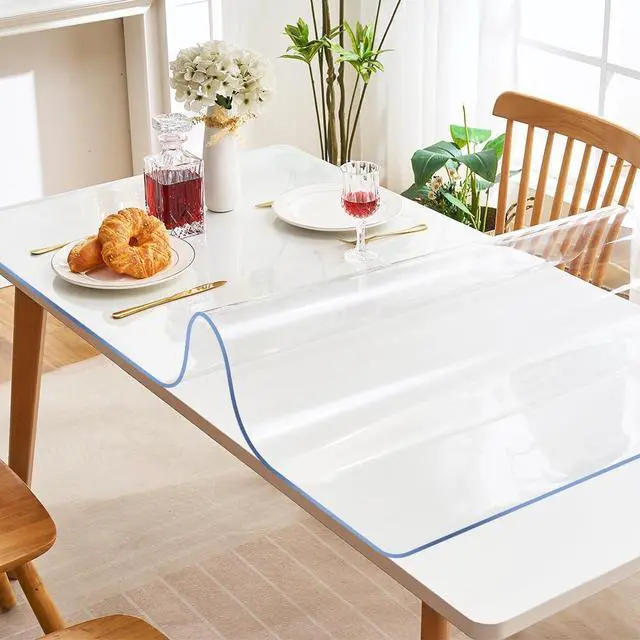 Alt view image 5 of 7 - PVC Clear Table Protector - Multisize Thick Transparent Plastic Desk Cover, Rectangular Night Stand, Office & Computer Desk, Sofa Child Table, Small Desk Protector 12x24 in.