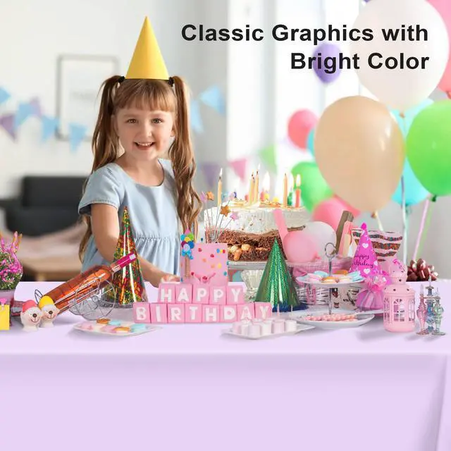 Alt view image 2 of 7 - 3 Pack Disposable Light Purple Tablecloth, Rectangular Lavender Plastic Table Cloths for Parties Disposable, 54x108 in Waterproof Tablecloth for Birthday Party Baby Shower Picnic Valentines