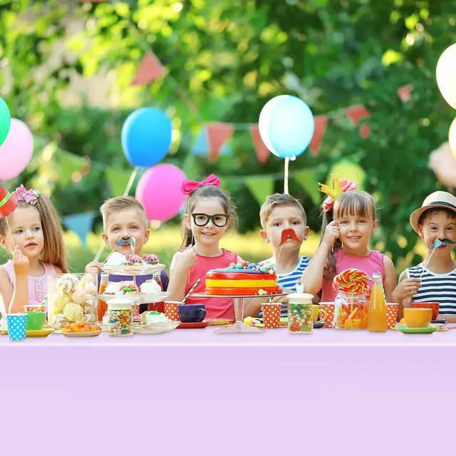 Alt view image 7 of 7 - 3 Pack Disposable Light Purple Tablecloth, Rectangular Lavender Plastic Table Cloths for Parties Disposable, 54x108 in Waterproof Tablecloth for Birthday Party Baby Shower Picnic Valentines