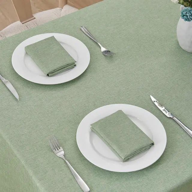 Alt view image 2 of 7 - Rectangle Tablecloth Waterproof Linen Textured Table Cloth Stain and Wrinkle Resistant Washable, Decorative Fabric Table Cover for Dining, Party and Camping (Sage Green, 52 * 70)