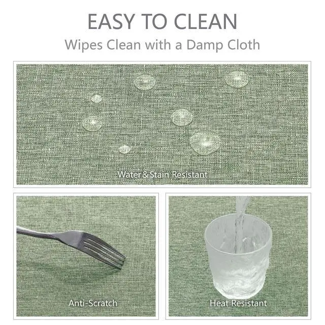 Alt view image 4 of 7 - Rectangle Tablecloth Waterproof Linen Textured Table Cloth Stain and Wrinkle Resistant Washable, Decorative Fabric Table Cover for Dining, Party and Camping (Sage Green, 52 * 70)