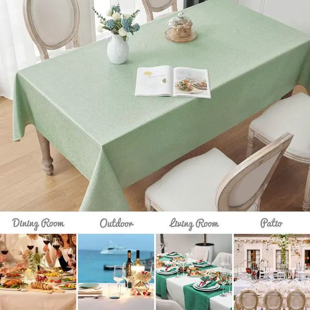 Alt view image 7 of 7 - Rectangle Tablecloth Waterproof Linen Textured Table Cloth Stain and Wrinkle Resistant Washable, Decorative Fabric Table Cover for Dining, Party and Camping (Sage Green, 52 * 70)
