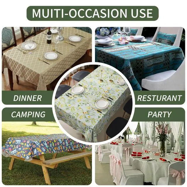Alt view image 5 of 7 - Rectangle Table Cloth,100% Waterproof Tablecloth Oil Proof Spill Proof Vinyl Table Cloth, Wipe Clean Plastic Table Cover for Dining, Camping, Indoor and Outdoor 52" x 70",Leaves