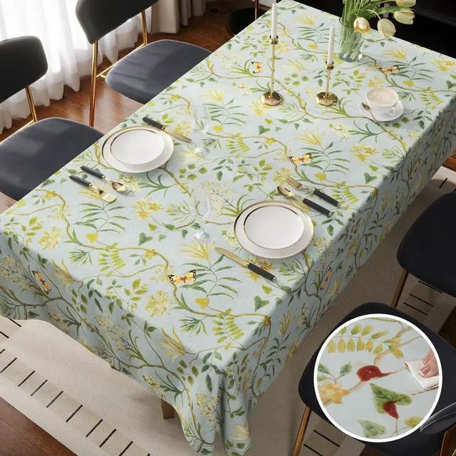 Alt view image 7 of 7 - Rectangle Table Cloth,100% Waterproof Tablecloth Oil Proof Spill Proof Vinyl Table Cloth, Wipe Clean Plastic Table Cover for Dining, Camping, Indoor and Outdoor 52" x 70",Leaves