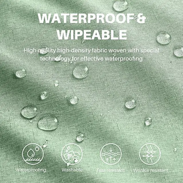 Alt view image 2 of 7 - Textured Linen Table Cloth for Rectangle Tables - Sage Green Tablecloths Rectangular Waterproof Wrinkle Free Wipeable Dining Table Cover for Spring Wedding Birthday Kitchen Decor, 52 x 70 Inch