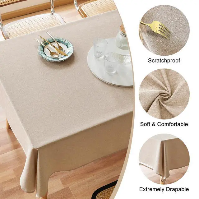 Alt view image 2 of 7 - Textured Polyester Tablecloth Rectangle 52x70 Waterproof Spill-Proof Wipeable Table Cloth Wrinkle Free Dining Table Cover for Birthday Farmhouse Spring Tablecloths Up to 36'X54''