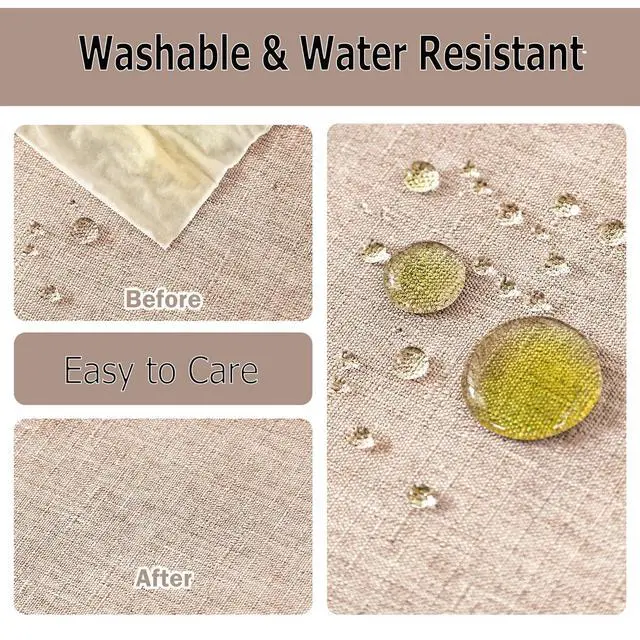 Alt view image 3 of 7 - Textured Polyester Tablecloth Rectangle 52x70 Waterproof Spill-Proof Wipeable Table Cloth Wrinkle Free Dining Table Cover for Birthday Farmhouse Spring Tablecloths Up to 36'X54''