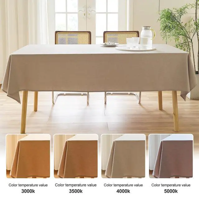 Alt view image 5 of 7 - Textured Polyester Tablecloth Rectangle 52x70 Waterproof Spill-Proof Wipeable Table Cloth Wrinkle Free Dining Table Cover for Birthday Farmhouse Spring Tablecloths Up to 36'X54''