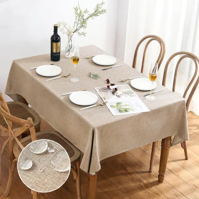 Alt view image 7 of 7 - Textured Polyester Tablecloth Rectangle 52x70 Waterproof Spill-Proof Wipeable Table Cloth Wrinkle Free Dining Table Cover for Birthday Farmhouse Spring Tablecloths Up to 36'X54''