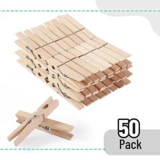 Alt view image 2 of 7 - Large Wooden Clothes Pins, 2.9 Inch, 50 Pack