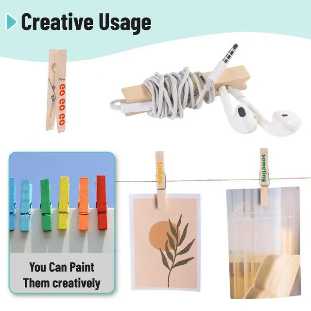 Alt view image 6 of 7 - Large Wooden Clothes Pins, 2.9 Inch, 50 Pack