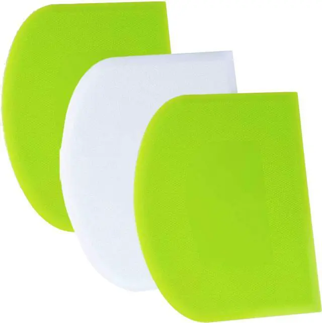 Main image of Dough Scraper Bench Scraper - 3P 4.7x3.7" Plastic Flexible Bowl Scraper, Sharp Edge & Angles Cake Scraper. Non-Slip Bakeware Decorating Tools Sculpting & Modeling Tools - Green+White+Green