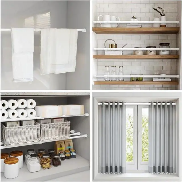 Alt view image 7 of 7 - 2pcs Spring Tension Rods Adjustable 26 to 39 inch Small Tension Curtain Rod No Drilling Expandable Spring Loaded Curtain Rod,Suitable for Doors and Windows 28 to 36 inch, White