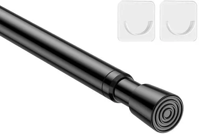 Main image of 1Pack Spring Tension Curtain Rod 26-39 inch Black Adjustable Spring Rod Extendable Tension Rod For Kitchen, Bathroom, Window, Bookshelf, Closet
