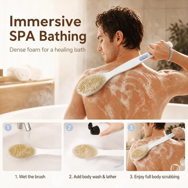 Alt view image 4 of 7 - Back Scrubber for Shower with Long Handle, Blue