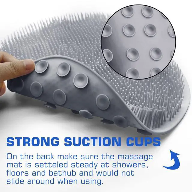 Alt view image 5 of 7 - Shower Foot Scrubber Mat Back Washer Exfoliating Bath Wash Pad Wall Mounted Slip Suction Cups for Use in Cleaner Men and Women