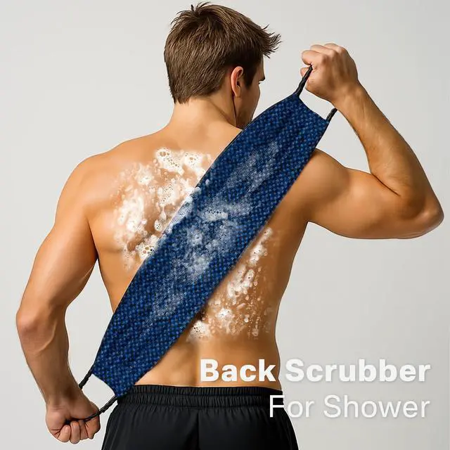 Alt view image 3 of 7 - Dual-Textured Exfoliating Washcloth Towel - Back Scrubber for Use in Shower Bath, Exfoliating Body Scrubber Exfoliator, Japanese Exfoliate Loofah Lufa Sponge Wash Cloth for Women Men
