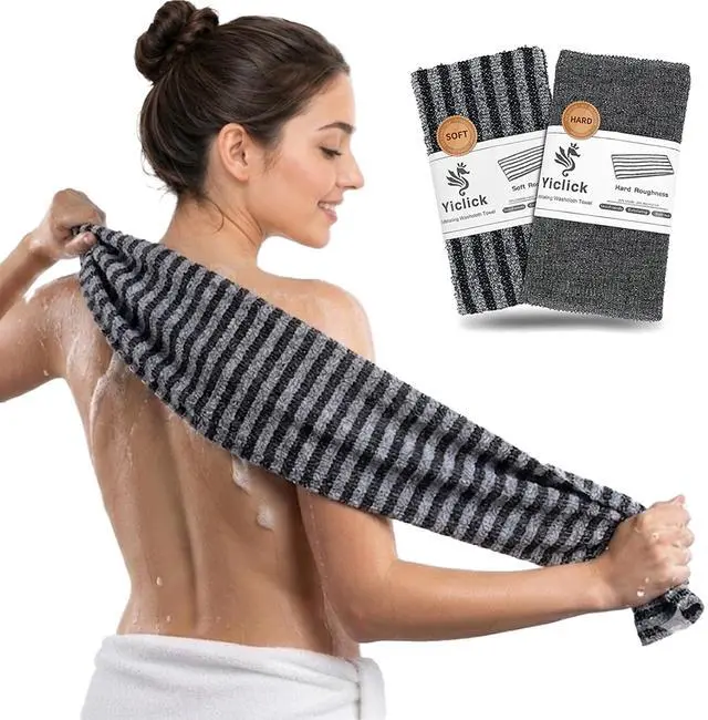 Main image of Exfoliating Washcloth Towel, Back Scrubber for Shower for Women, Exfoliating Body Scrubber, Loofah Sponge Wash Cloth, Korean Japanese Exfoliating Shower Towel, Exfoliator Washer for Bath