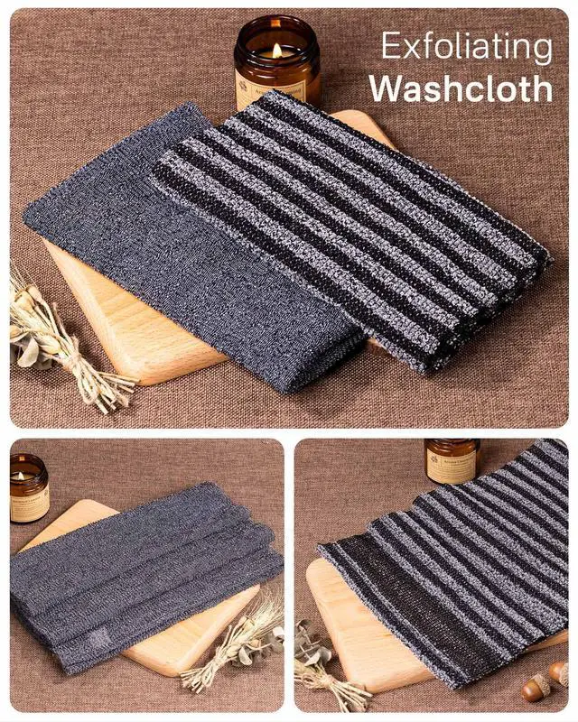 Alt view image 2 of 7 - Exfoliating Washcloth Towel, Back Scrubber for Shower for Women, Exfoliating Body Scrubber, Loofah Sponge Wash Cloth, Korean Japanese Exfoliating Shower Towel, Exfoliator Washer for Bath