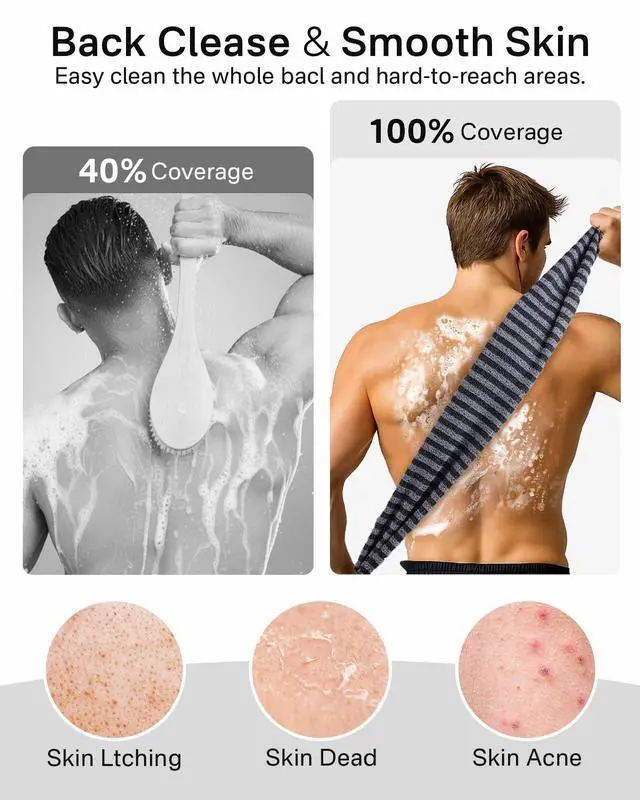 Alt view image 4 of 7 - Exfoliating Washcloth Towel, Back Scrubber for Shower for Women, Exfoliating Body Scrubber, Loofah Sponge Wash Cloth, Korean Japanese Exfoliating Shower Towel, Exfoliator Washer for Bath