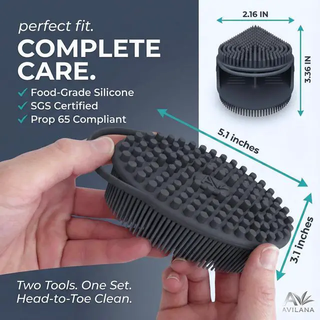 Alt view image 5 of 7 - Premium Silicone Body Scrubber - Trusted Since 2017 - SGS Certified Food Grade Dual Sided Bath Brush, Quick-Dry Exfoliating Loofah Alternative, Massage Brush Sensitive Skin Women Men