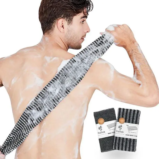 Main image of Exfoliating Body Scrubber, Back Scrubber for Shower Bath, Japanese Scrub Wash Cloth, Exfoliating Washcloth Towel for Men Women, Body Exfoliator Loofah Luffa Sponge Net Rag Back Washer (Black)