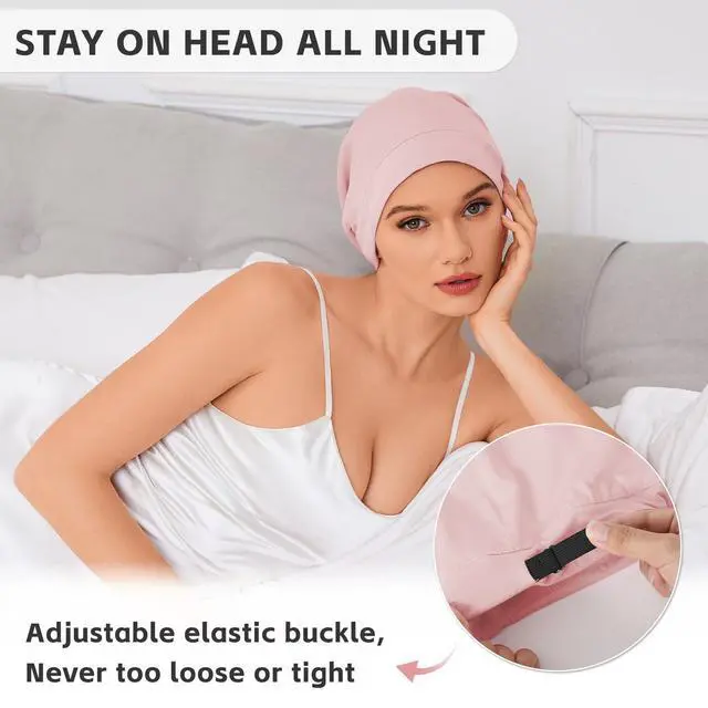 Alt view image 2 of 7 - Silk Hair Bonnet for Sleeping Women Men, 2Pcs