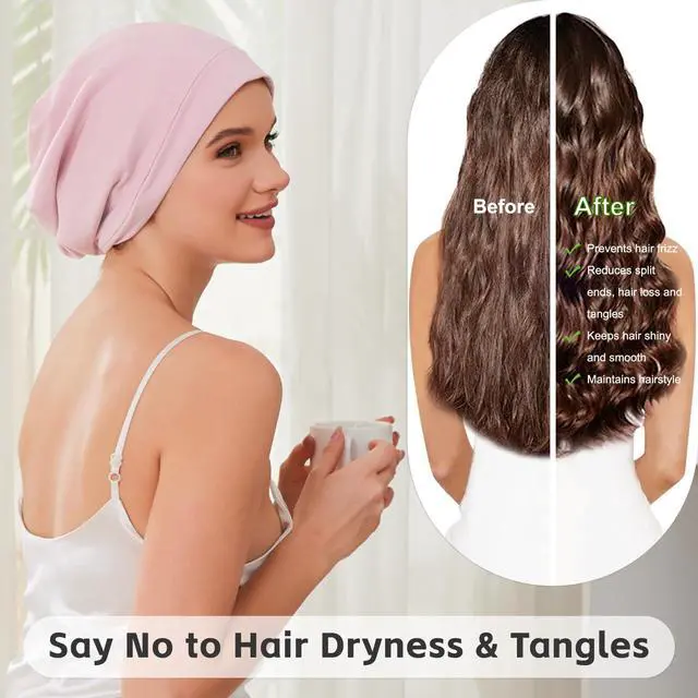 Alt view image 5 of 7 - Silk Hair Bonnet for Sleeping Women Men, 2Pcs