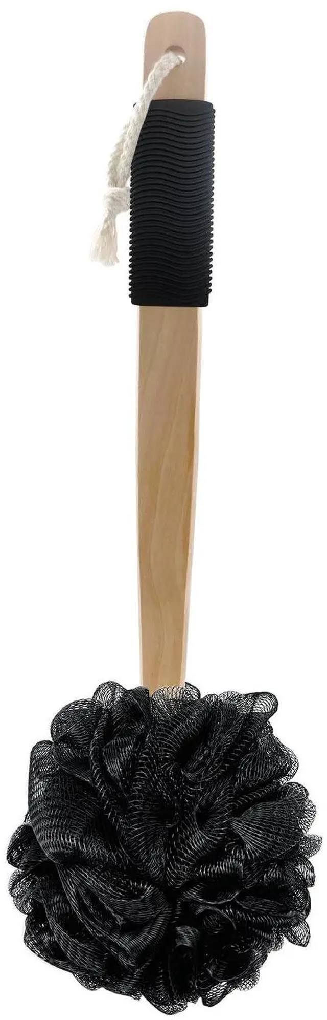 Main image of Exfoliating Loofah Brush, Body Scrubber with Rubber Handle for Shower, Bath Sponge